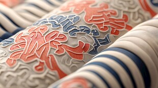 精美传统花纹布艺特写