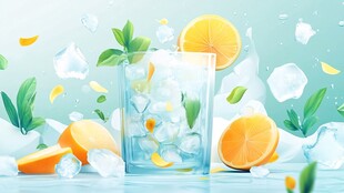 清凉柠檬冰饮 夏日氛围感