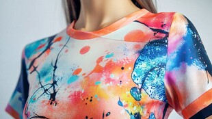 彩色泼墨风女士时尚短袖