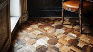 复古拼花木地板与古典座椅