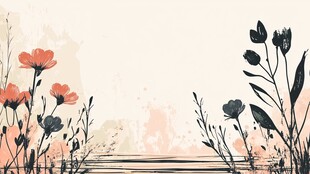 手绘花卉风景简约背景图