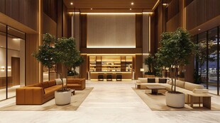 现代大气的酒店大堂空间