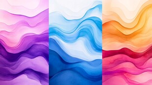 三色渐变流体波纹背景图