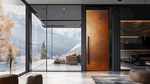 现代全景玻璃门窗室内空间