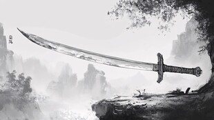 悬崖边的古朴长剑