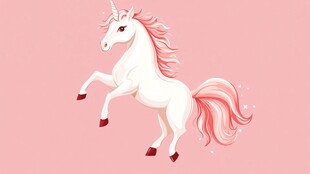 粉色梦幻独角兽插画