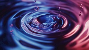 水滴入池泛起绚丽涟漪