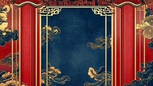 中式古典红金屏风背景图
