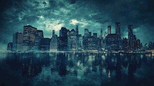 夜幕下的繁华都市景观