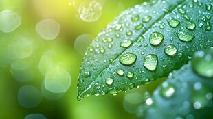 绿叶上晶莹的露珠