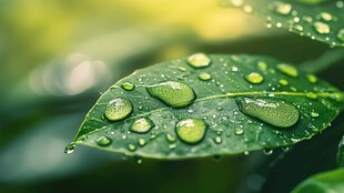 绿叶上晶莹的水滴