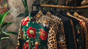 个性印花服装挂于衣架