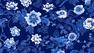 青花瓷花卉图案背景纹理