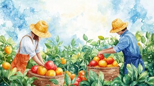 田园果农采摘美好瞬间