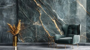 轻奢风大理石墙搭配休闲椅