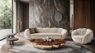 现代奢华客厅沙发茶几组合