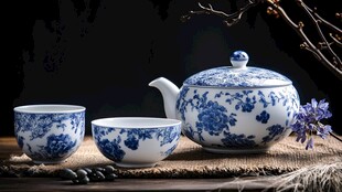 青花茶具古韵雅致