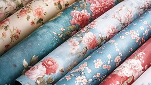 多彩花卉图案包装纸