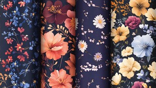 多彩花卉布料图案展示