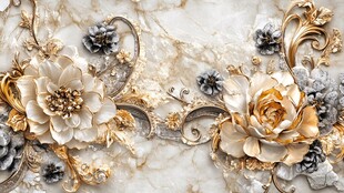 奢华大理石花卉浮雕装饰