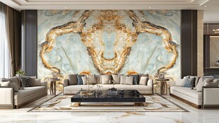 奢华大理石背景墙客厅设计
