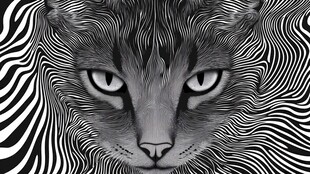 黑白线条风格的猫咪头像