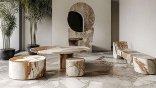 现代风大理石室内家具组合