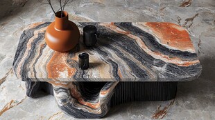 多彩纹理大理石茶几摆件