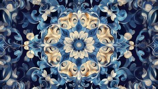 蓝色精美花纹图案设计