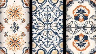 复古风花纹瓷砖图案设计