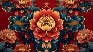 中式牡丹传统纹样背景图