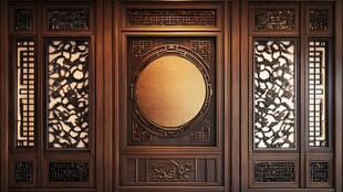 中式雕花实木古典屏风