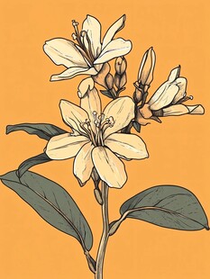 复古风手绘淡雅花卉插画