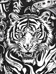 黑白虎纹酷炫图案设计
