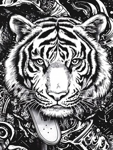 黑白虎绘 潮流艺术风格