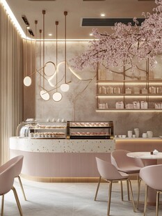 粉色浪漫咖啡厅室内景致