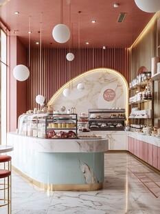 时尚甜品店优雅内饰空间