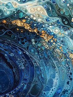 梦幻蓝金流体艺术纹理