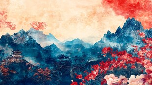 山水绘景间 繁花映古意