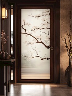 中式雕花玻璃门室内景致