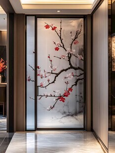 中式玄关梅花艺术玻璃