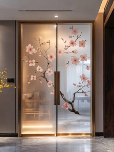中式桃花双开门室内景致