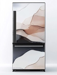 时尚花纹双门冰箱展示