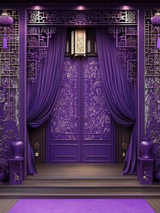 紫色中式典雅婚礼门场景
