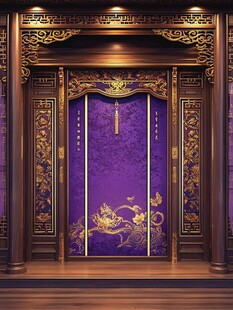 中式奢华紫底金纹古典门