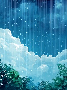 雨中森林的梦幻天空景象