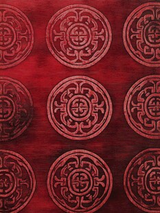 红色中式复古圆形花纹图案