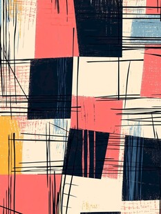 抽象几何色块线条艺术画