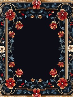 复古花卉边框装饰图案