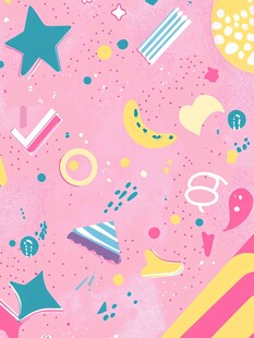 粉色梦幻卡通图案背景